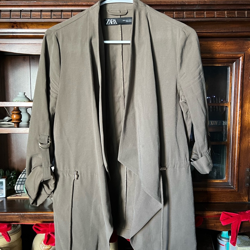 Zara Olive Green Open Front Blazer